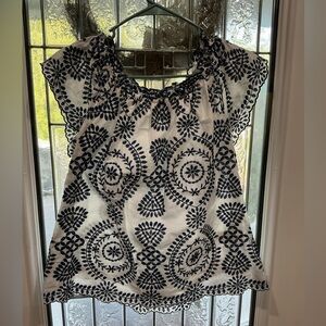 Adiva Black and White Embroidered Blouse